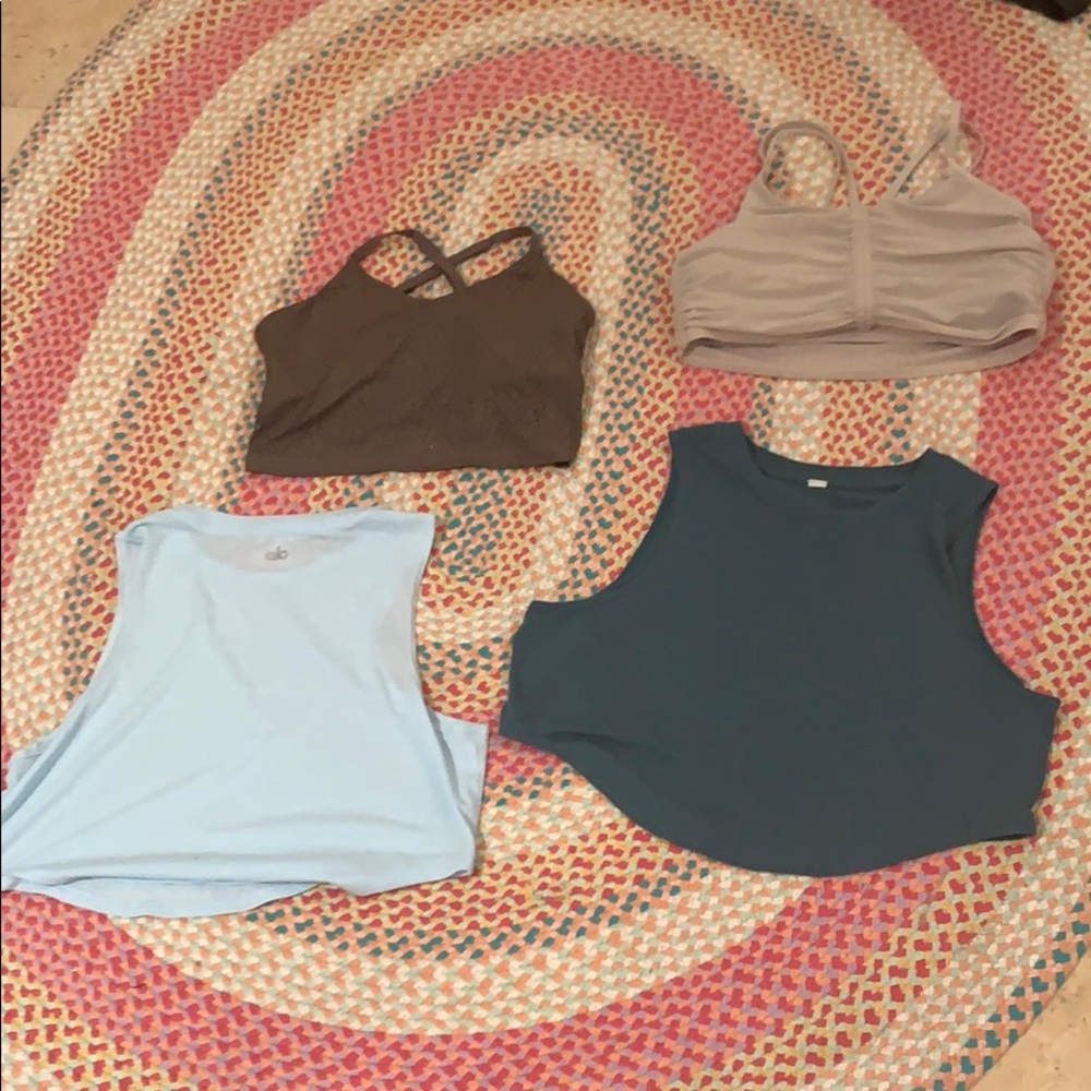 4 workout crop tops. BEYOND YOGA ALO LORENA JANE